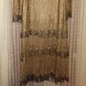 Bronze Gold Metallic Fringed Flapper Style Dress